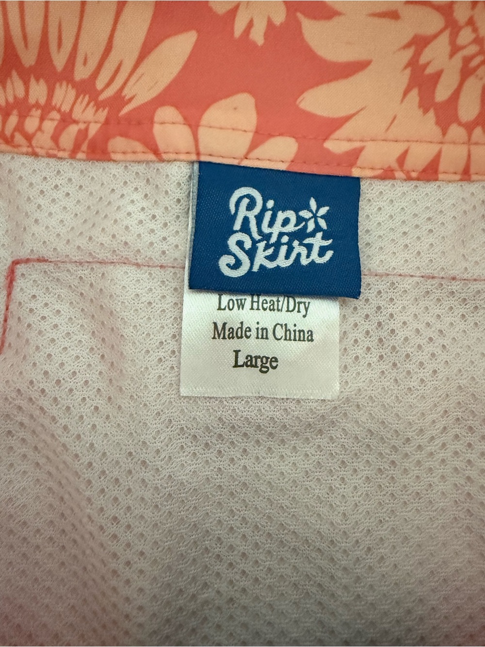 Rip Skirt Hawaii Coral Orange Floral Drawstring Skirt Swim Size L Women Pockets - Picture 8 of 8